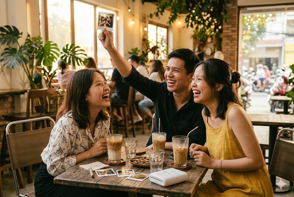 Vietnamese friends capturing a moment